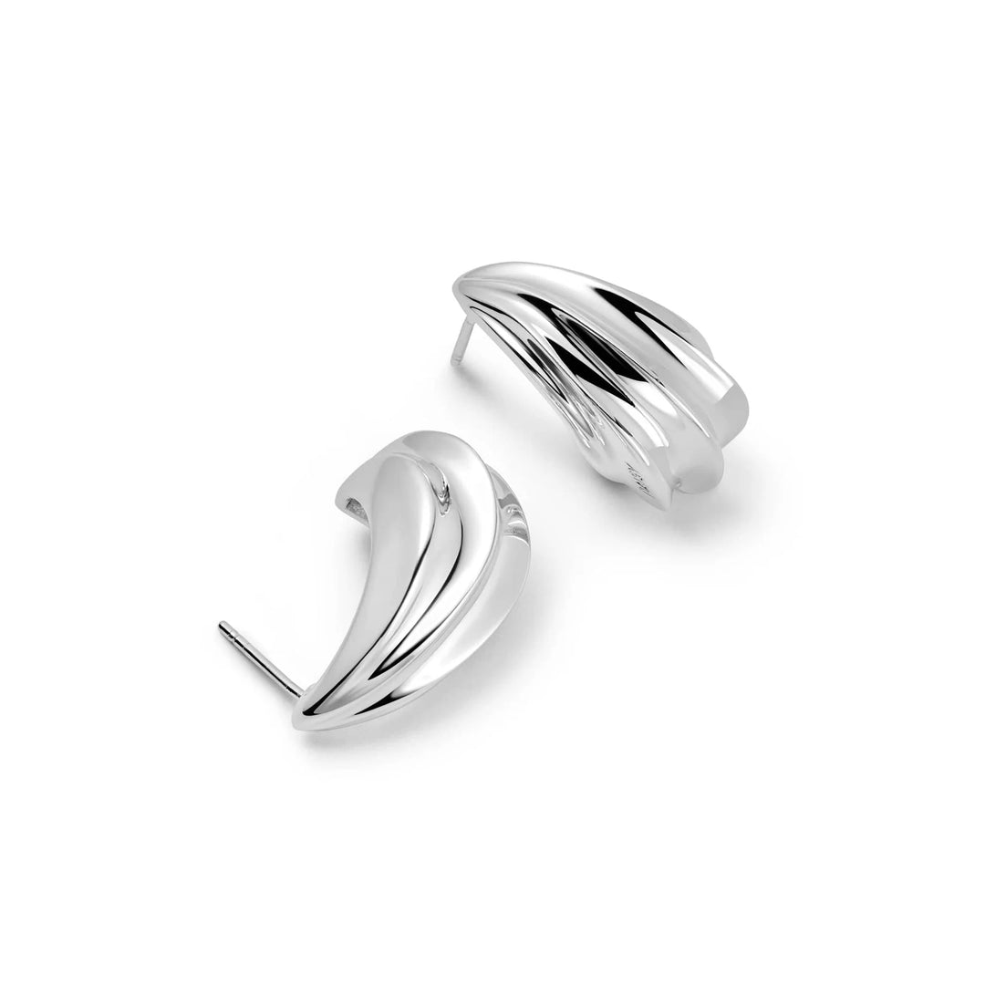 Daisy London - Bold Wave Stud Earrings - Silver