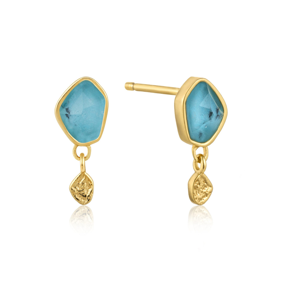 Ania Haie - Turquoise Drop Stud Earrings - Gold