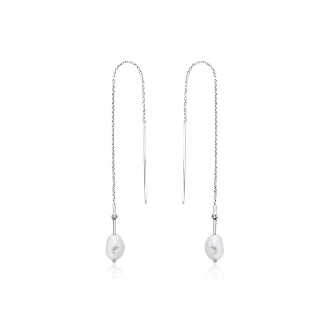 Ania Haie - Pearl Threader Earrings - Silver