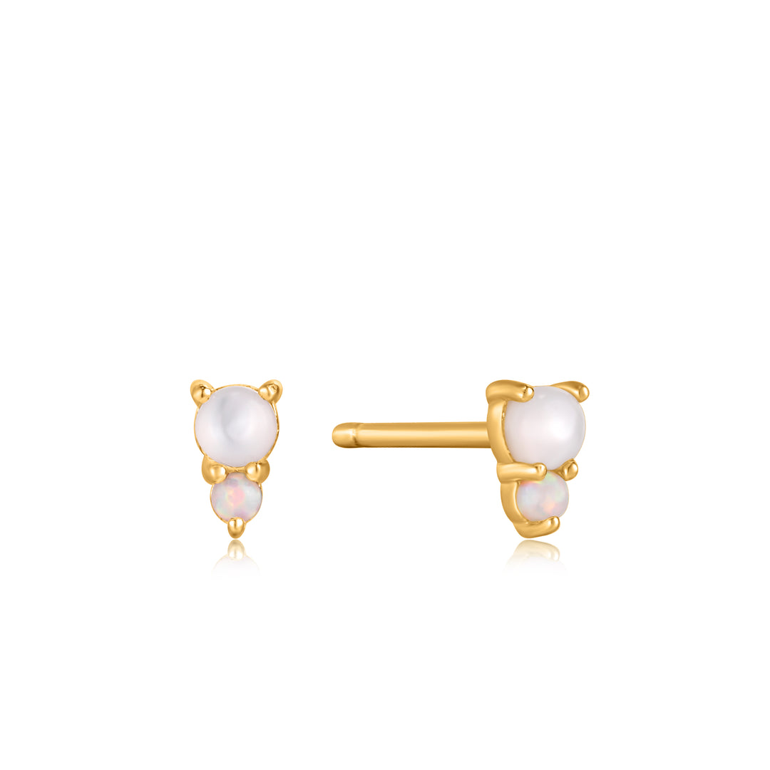 Ania Haie - Mother of Pearl and Kyoto Opal Stud Earrings - Gold