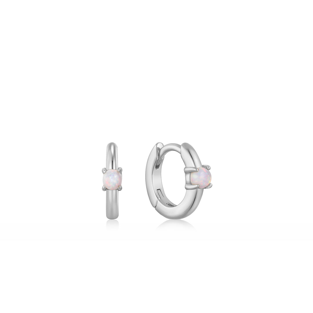 Ania Haie - Kyoto Opal Cabochon Huggie Hoop Earrings - Silver