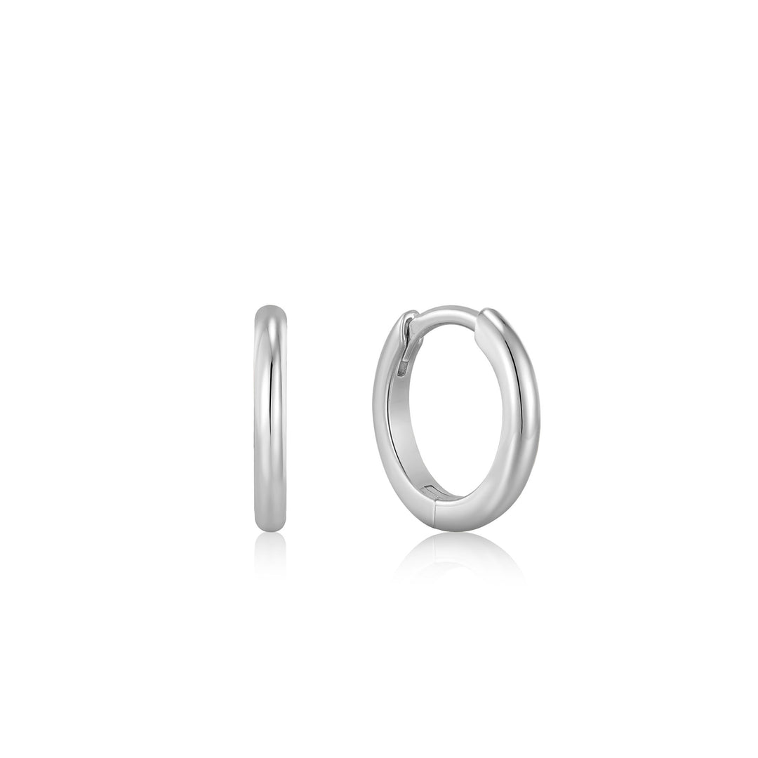 Ania Haie - Smooth Huggie Hoop Earrings - Silver