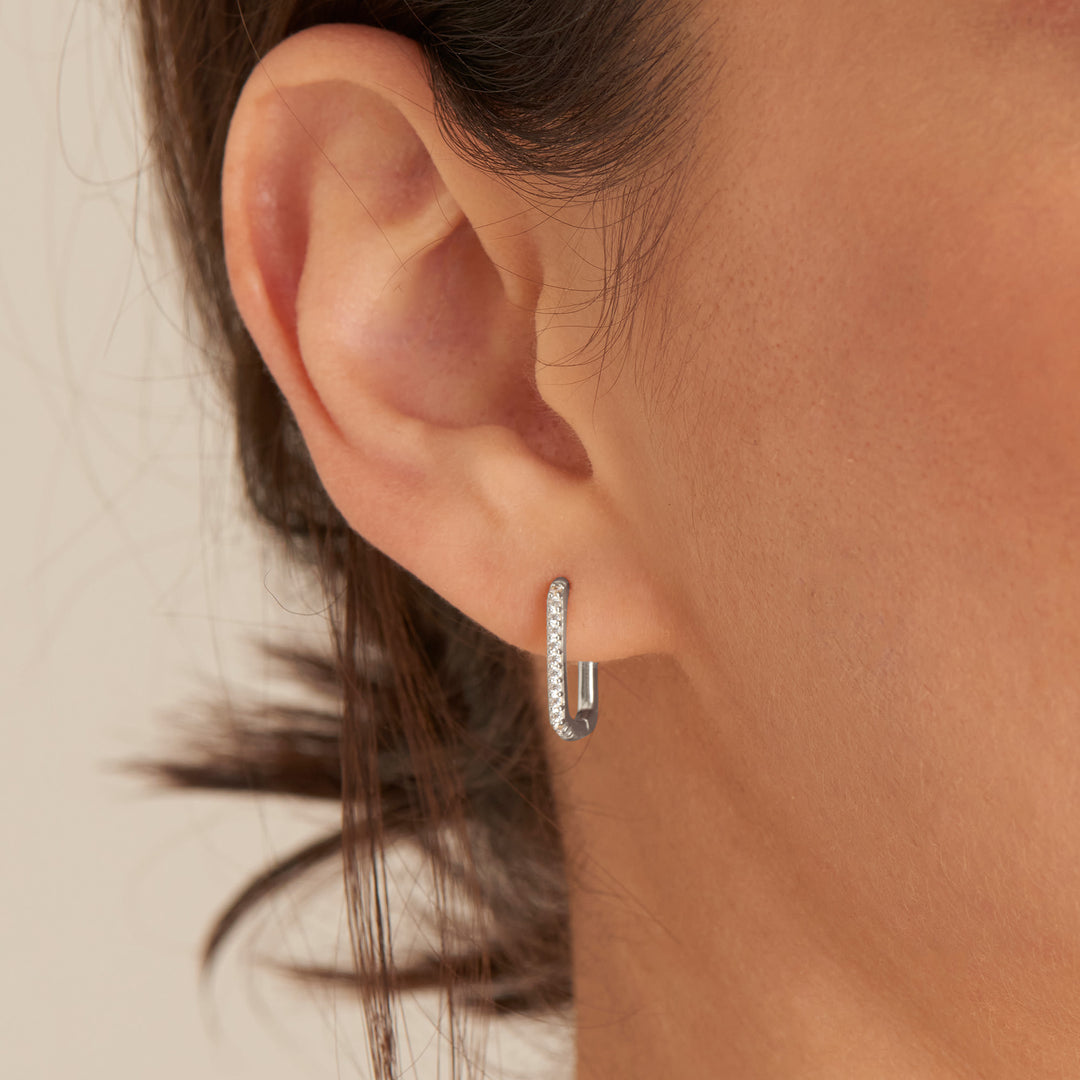 Ania Haie - Glam Oval Hoop Earrings - Silver