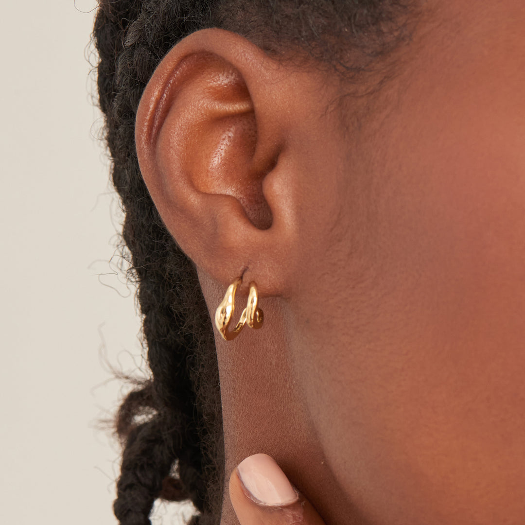 Ania Haie - Wave Double Hoop Stud Earrings - Gold