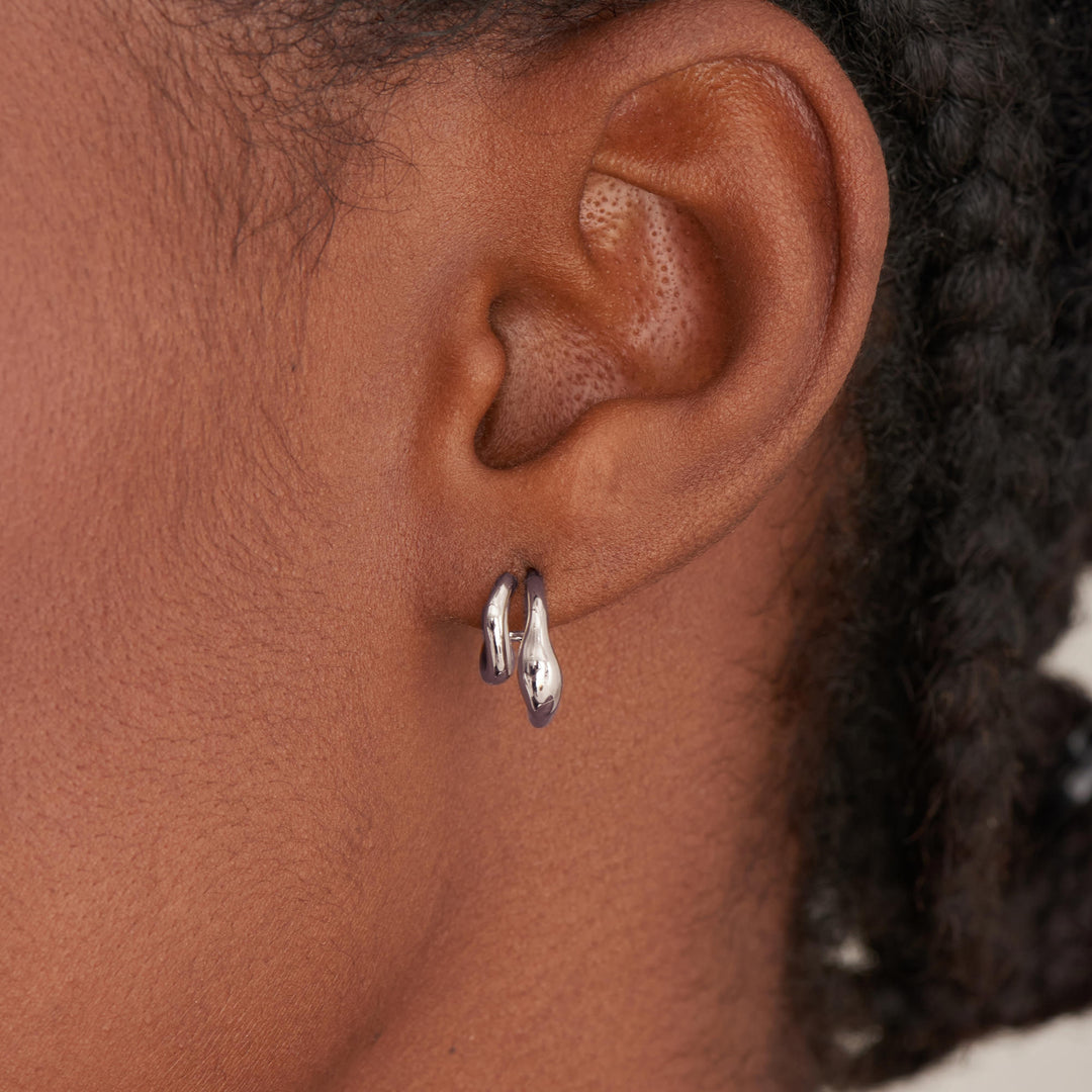 Ania Haie - Wave Double Hoop Stud Earrings - Silver