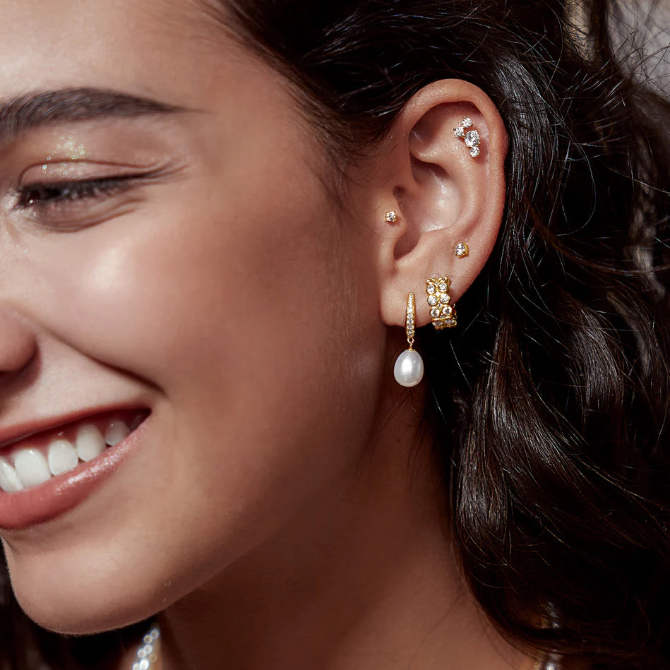 Ania Haie - Pavé Climber Barbell Earrings - Gold