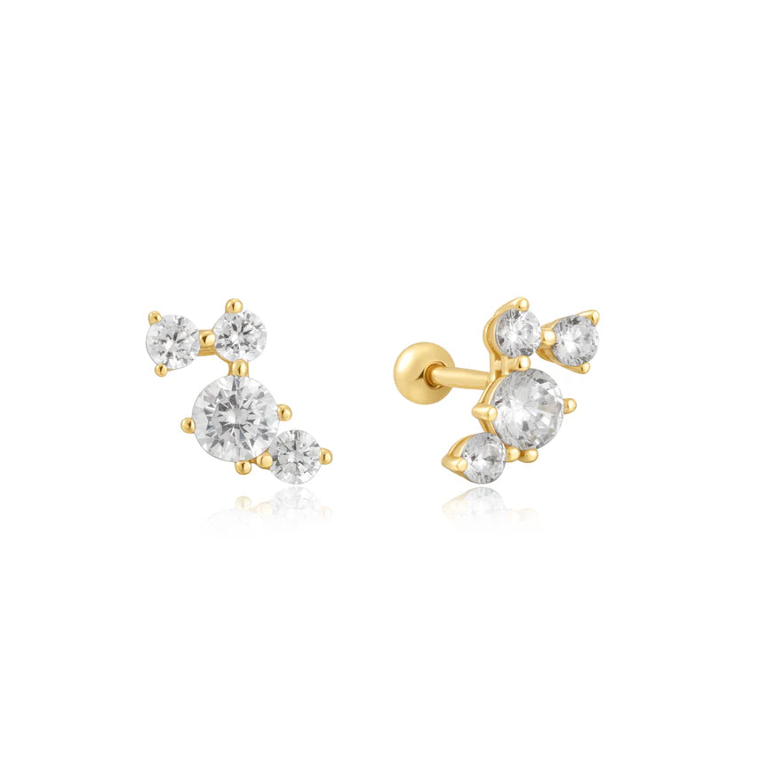 Ania Haie - Pavé Climber Barbell Earrings - Gold