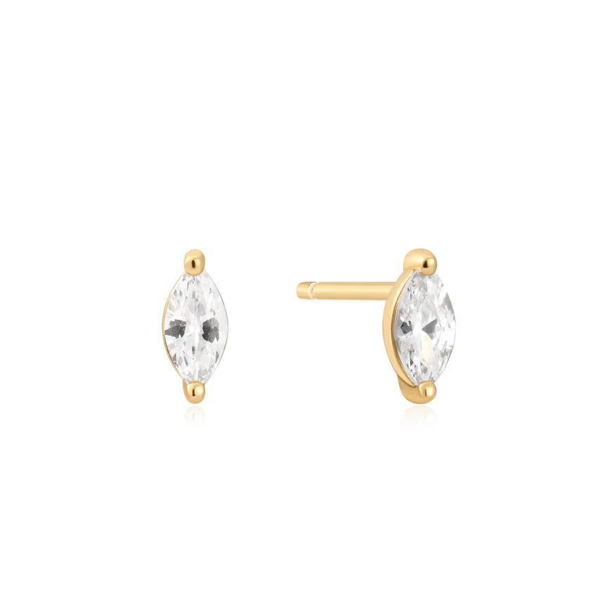 Ania Haie - Marquise Solitaire Stud Earrings - Gold