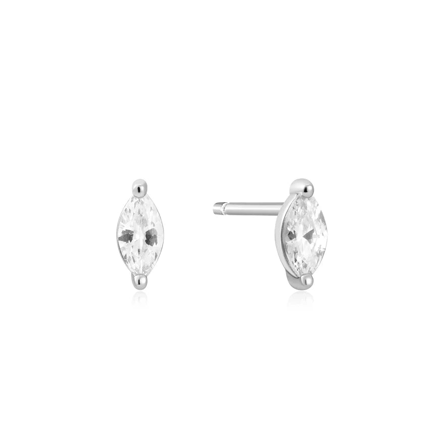 Ania Haie - Marquise Solitaire Stud Earrings - Silver