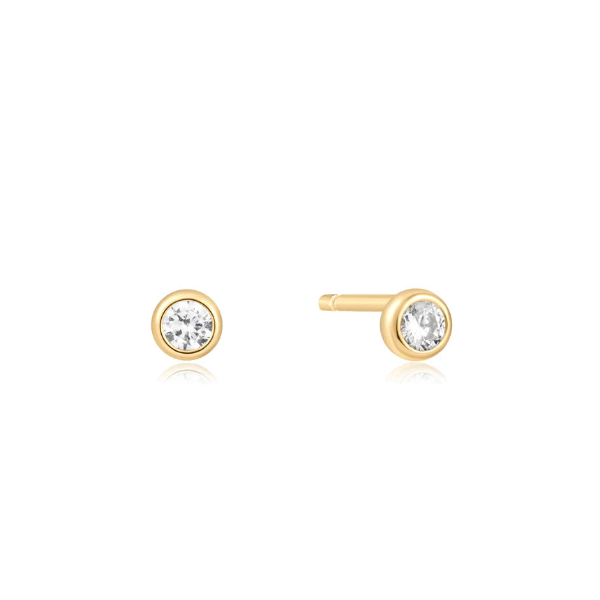 Ania Haie - Solitaire Cubic Zirconia Stud Earrings - Gold