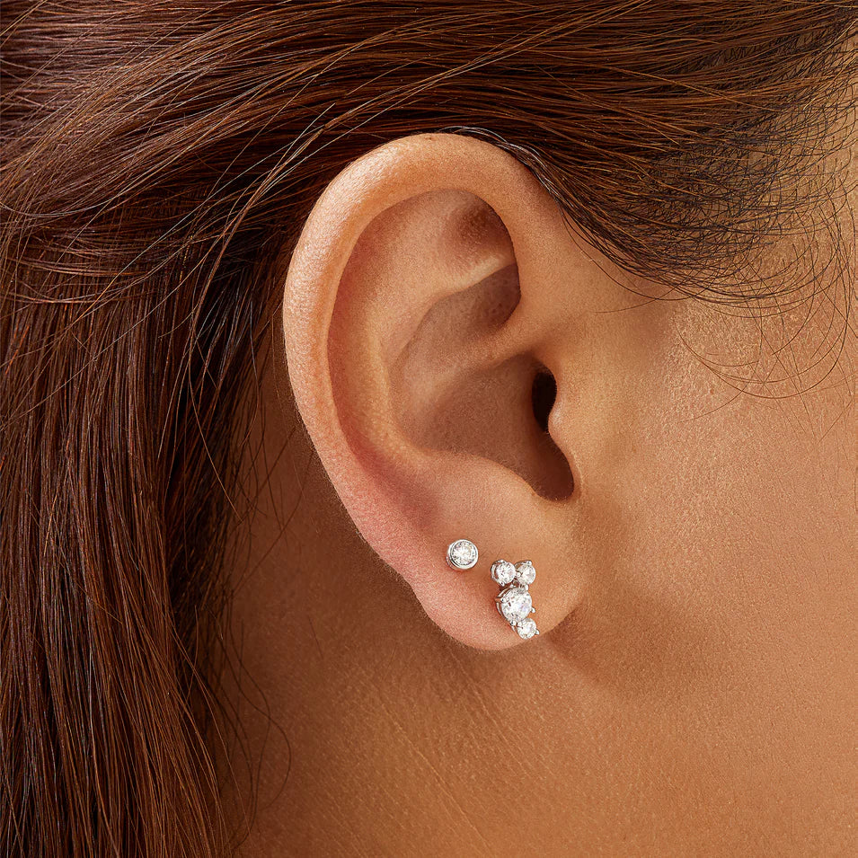 Ania Haie - Solitaire Cubic Zirconia Stud Earrings - Silver