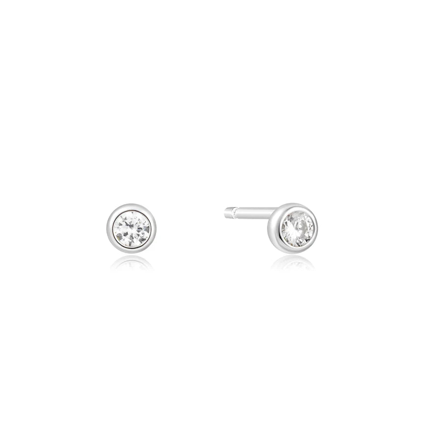 Ania Haie - Solitaire Cubic Zirconia Stud Earrings - Silver