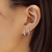 Ania Haie - Oval Huggie Earrings - Silver