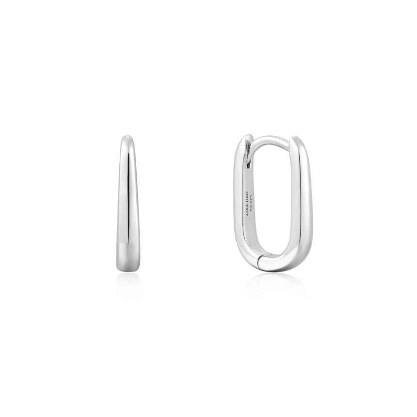 Ania Haie - Oval Huggie Earrings - Silver