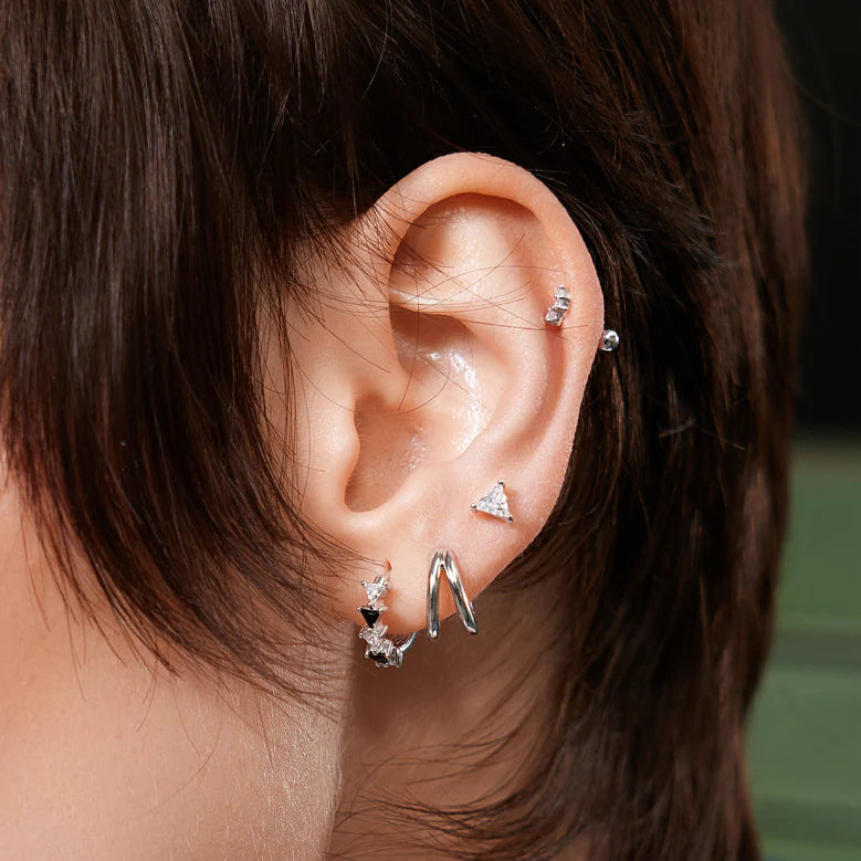 Ania Haie - Double Huggie Earrings - Silver