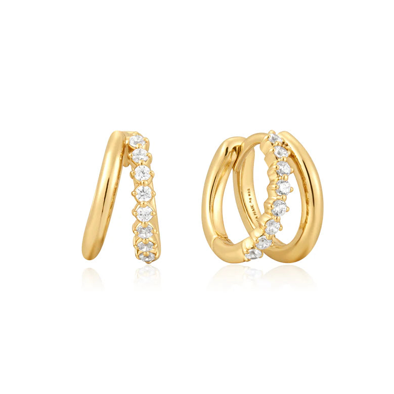 Ania Haie - Double Mixed Huggie Earrings - Gold