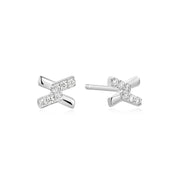 Ania Haie - Cross CZ Stud Earrings - Silver