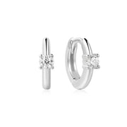Ania Haie - Solitaire CZ Mini Huggie Earrings - Silver