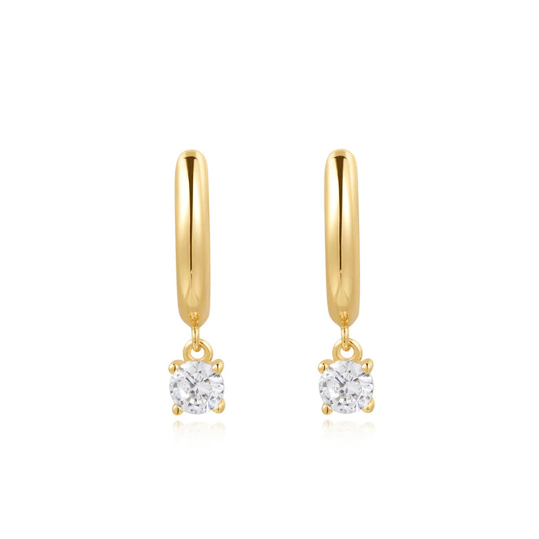 Ania Haie - Drop Solitaire Huggie Earrings - Gold