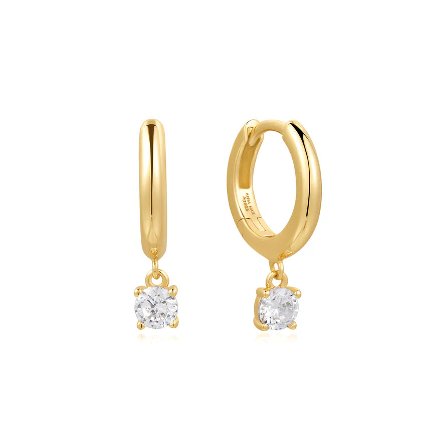 Ania Haie - Drop Solitaire Huggie Earrings - Gold