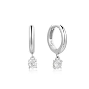 Ania Haie - Drop Solitaire Huggie Earrings - Silver