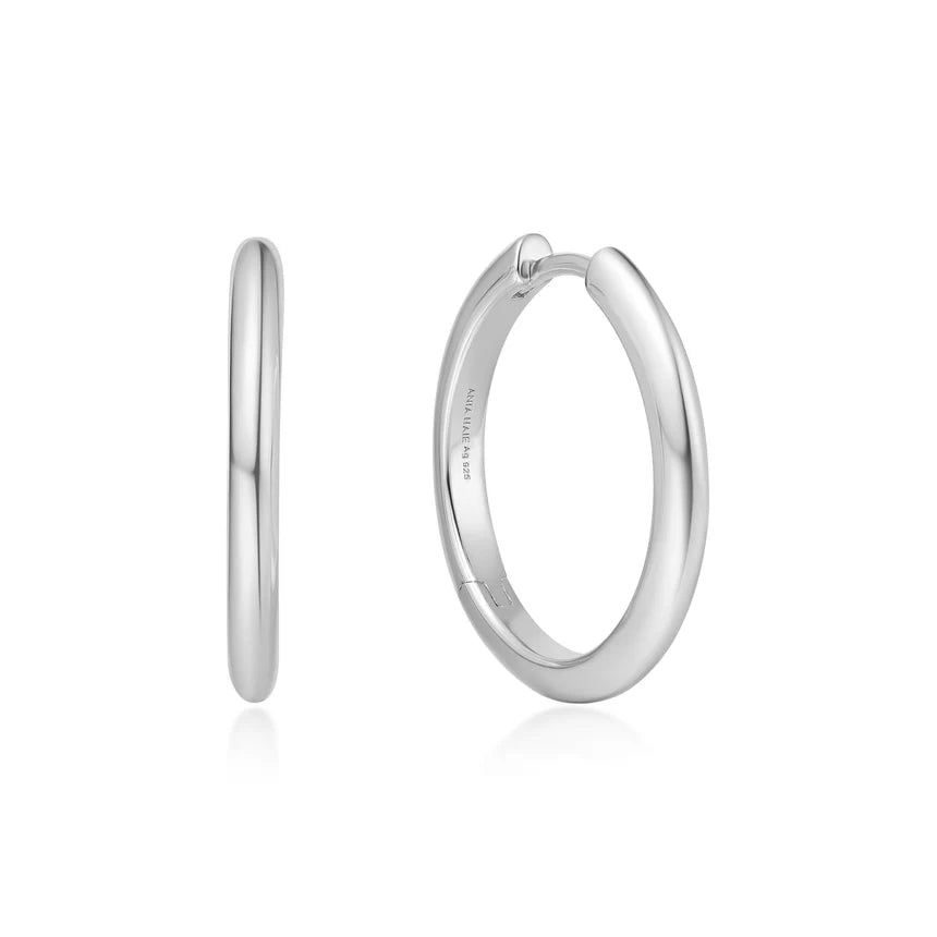 Ania Haie - Tube Medium Hoop Earrings - Silver