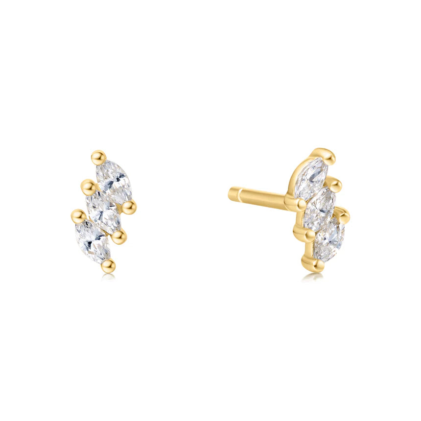 Ania Haie - Triple Marquise Stud Earrings - Gold