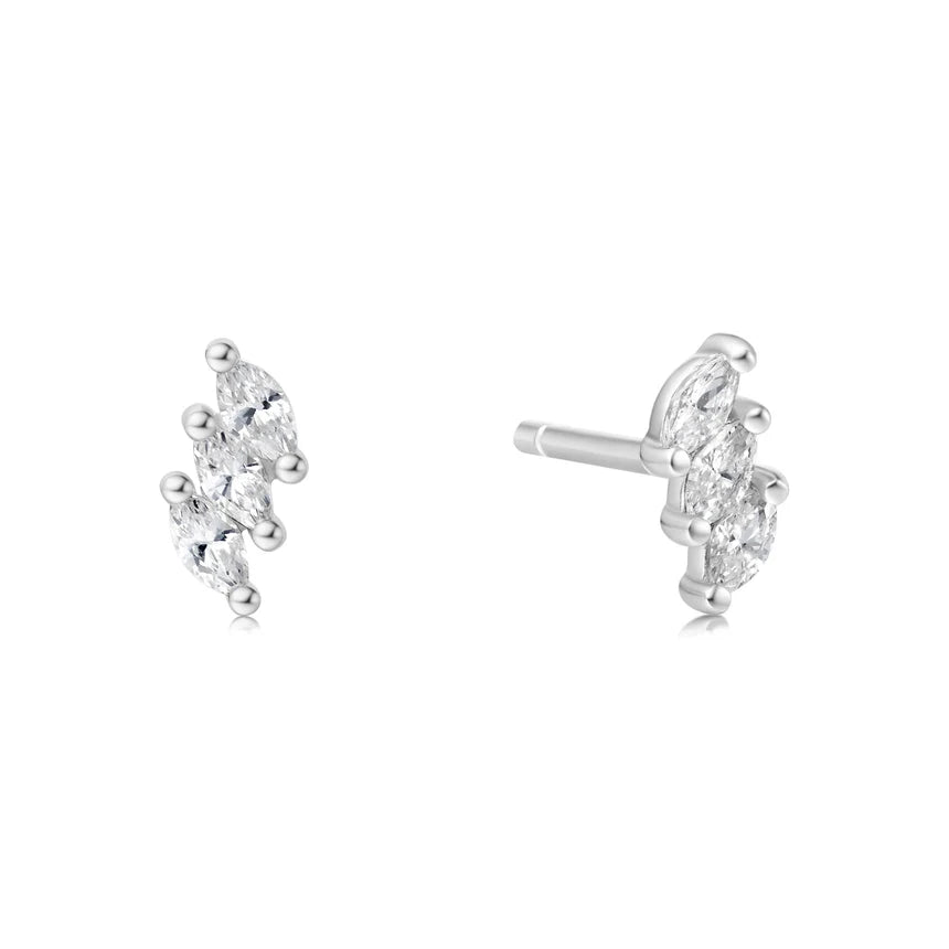 Ania Haie - Triple Marquise Stud Earrings - Silver