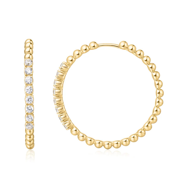 Ania Haie - Large Claw Sphere Beaded Hoop Earrings - Gold