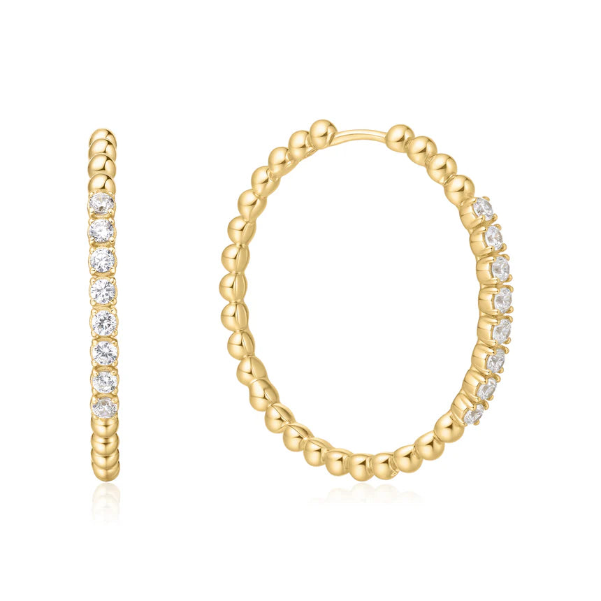 Ania Haie - Large Claw Sphere Beaded Hoop Earrings - Gold