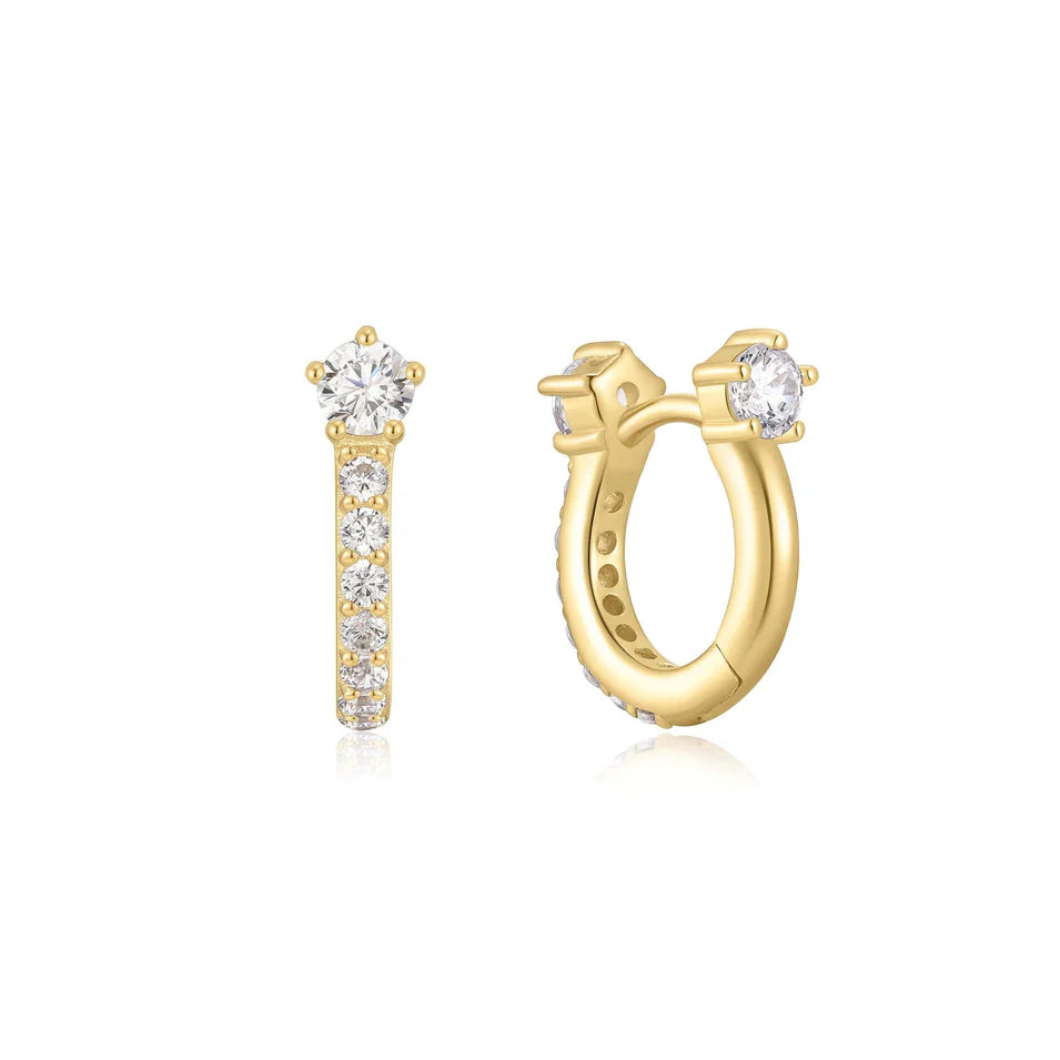 Ania Haie - Sparkling Pavé Huggie Hoop Earrings - Gold