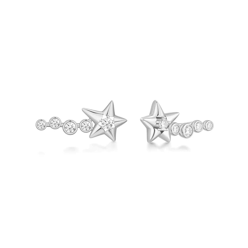 Ania Haie - Sparkling Meteor Climber Earrings - Silver