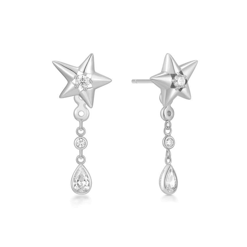 Ania Haie - Sparkling Star Drop Stud Earrings - Silver