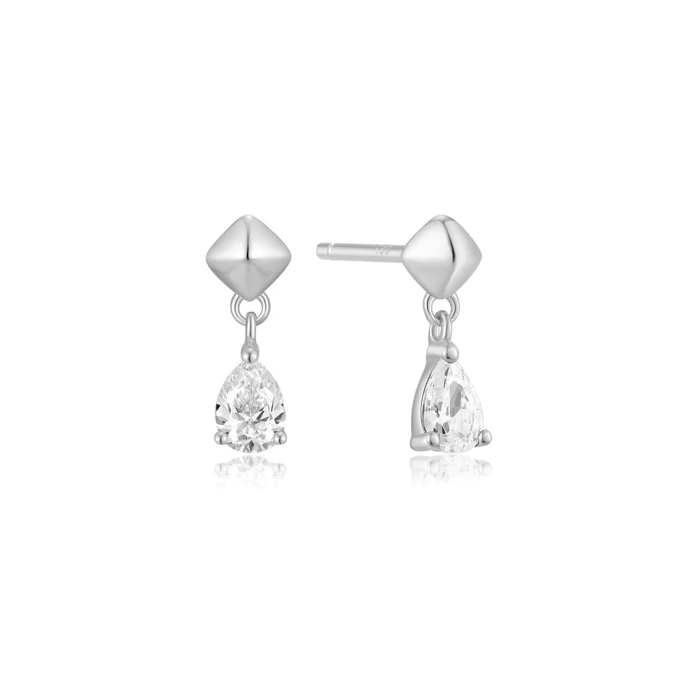 Ania Haie - Pyramid Dangle Threaded Stud Earrings - Silver
