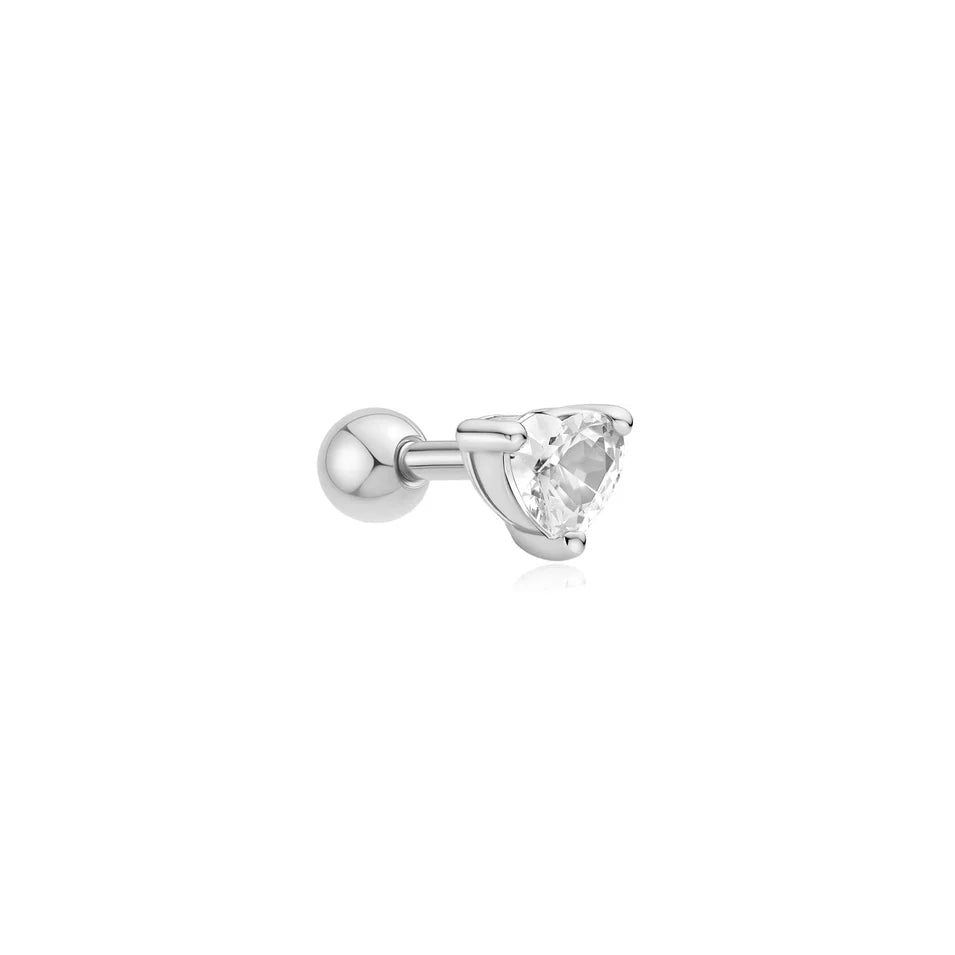 Ania Haie - Heart Barbell Single Earring - Silver