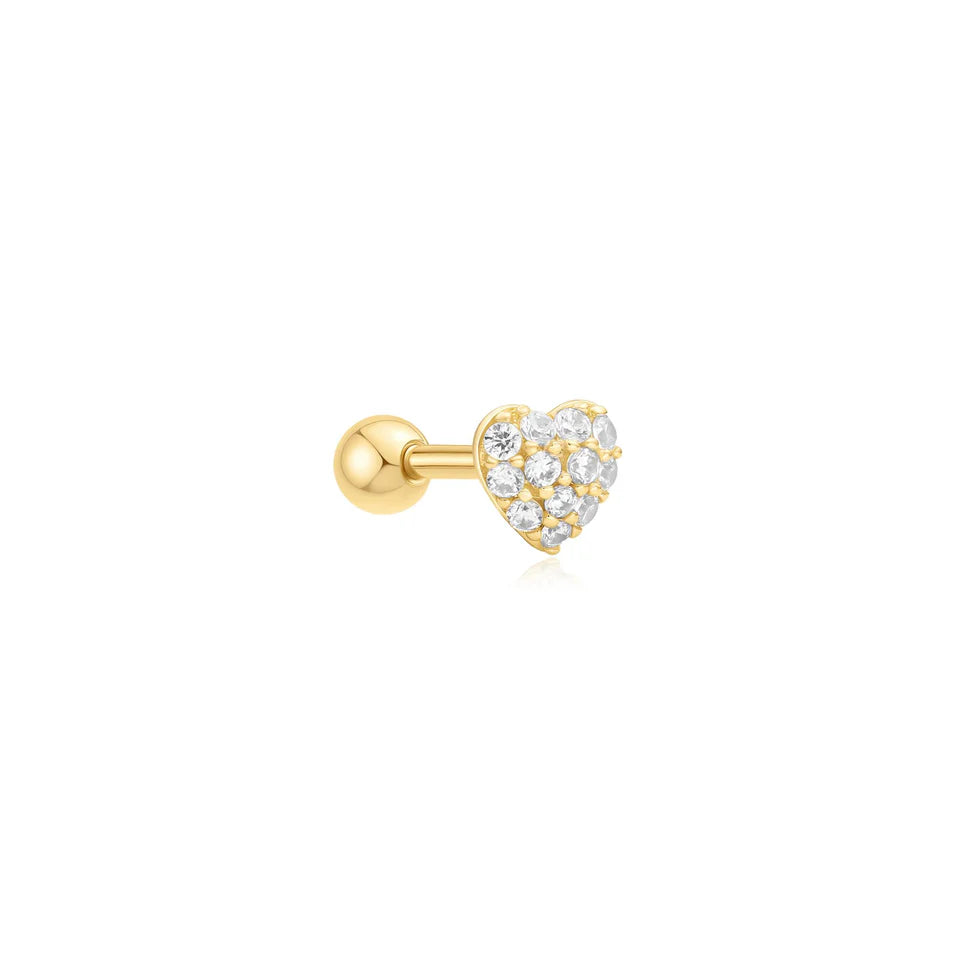Ania Haie - Pavé Heart Barbell Single Earring - Gold