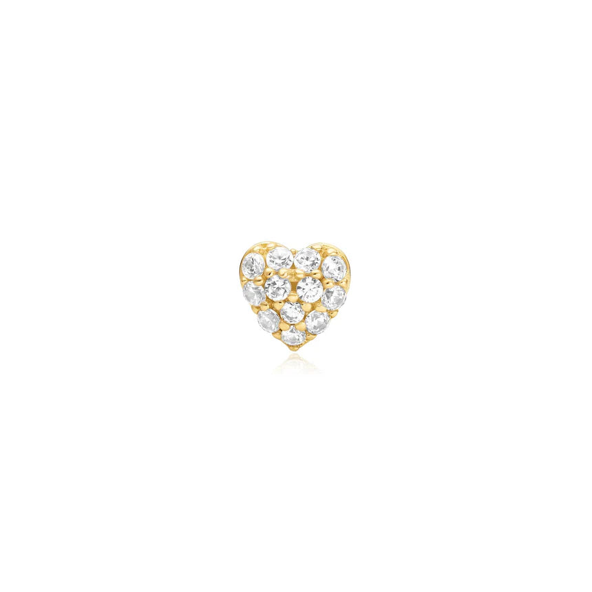 Ania Haie - Pavé Heart Barbell Single Earring - Gold