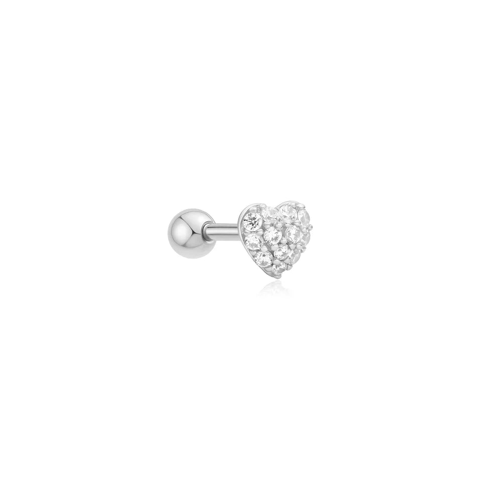 Ania Haie - Pavé Heart Barbell Single Earring - Silver