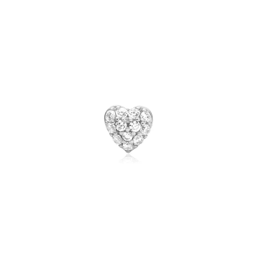 Ania Haie - Pavé Heart Barbell Single Earring - Silver