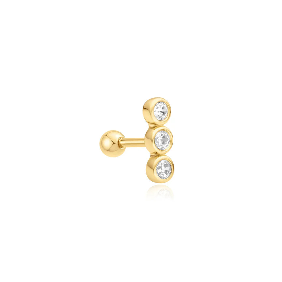 Ania Haie - Triple Stone Bezel Barbell Single Earring - Gold
