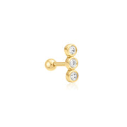 Ania Haie - Triple Stone Bezel Barbell Single Earring - Gold