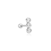 Ania Haie - Triple Stone Bezel Barbell Single Earring - Silver