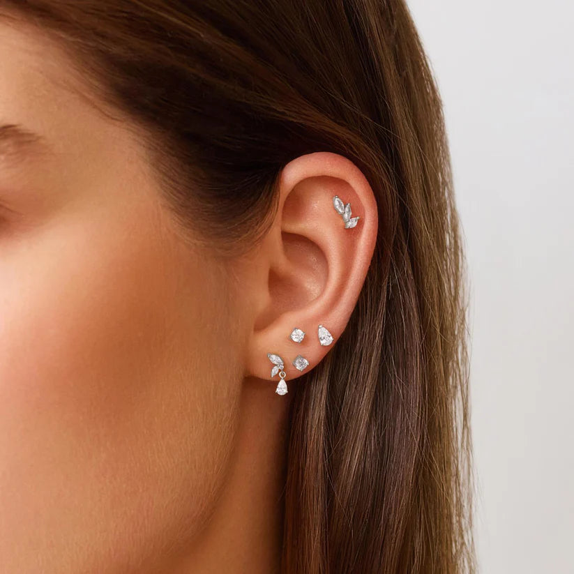 Ania Haie - Marquise Dangle Barbell Single Earring - Silver