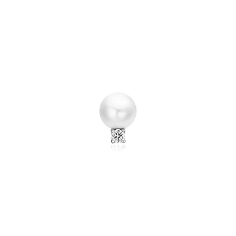 Ania Haie - Shell Pearl with Sparkling Accent Barbell Single Earring - Silver