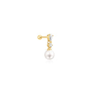 Ania Haie - Shell Pearl Dangling Barbell Single Earring - Gold