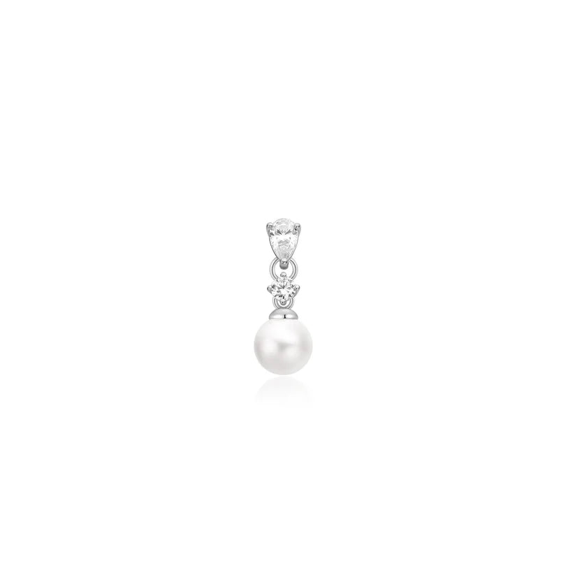 Ania Haie - Shell Pearl Dangling Barbell Single Earring - Silver