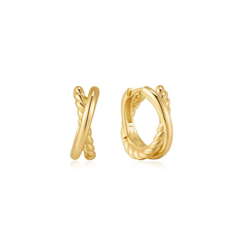 Ania Haie - Entwined Dual Huggie Hoop Earrings - Gold