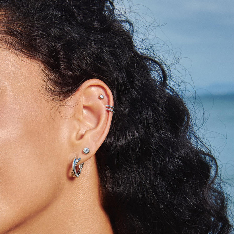 Ania Haie - Entwined Dual Huggie Hoop Earrings - Silver