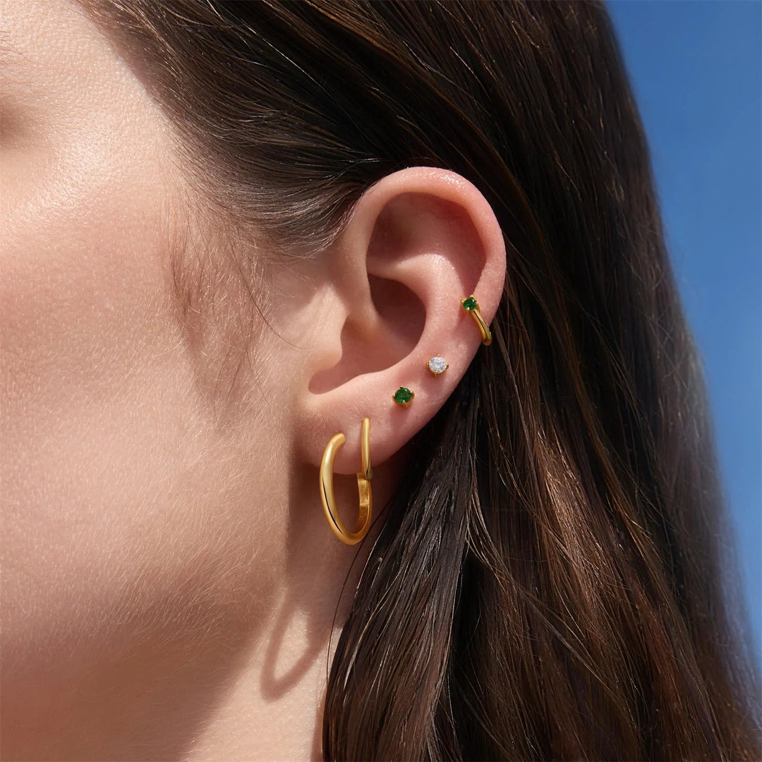 Ania Haie - Ripple Joy Green Hoop Earrings - Gold
