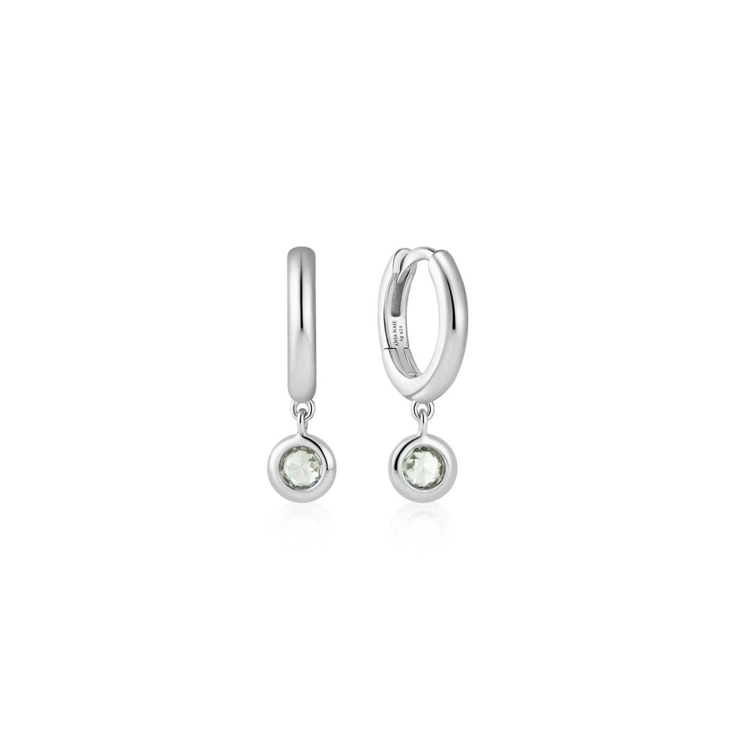 Ania Haie - Mint Green Huggie Hoop Earrings - Silver